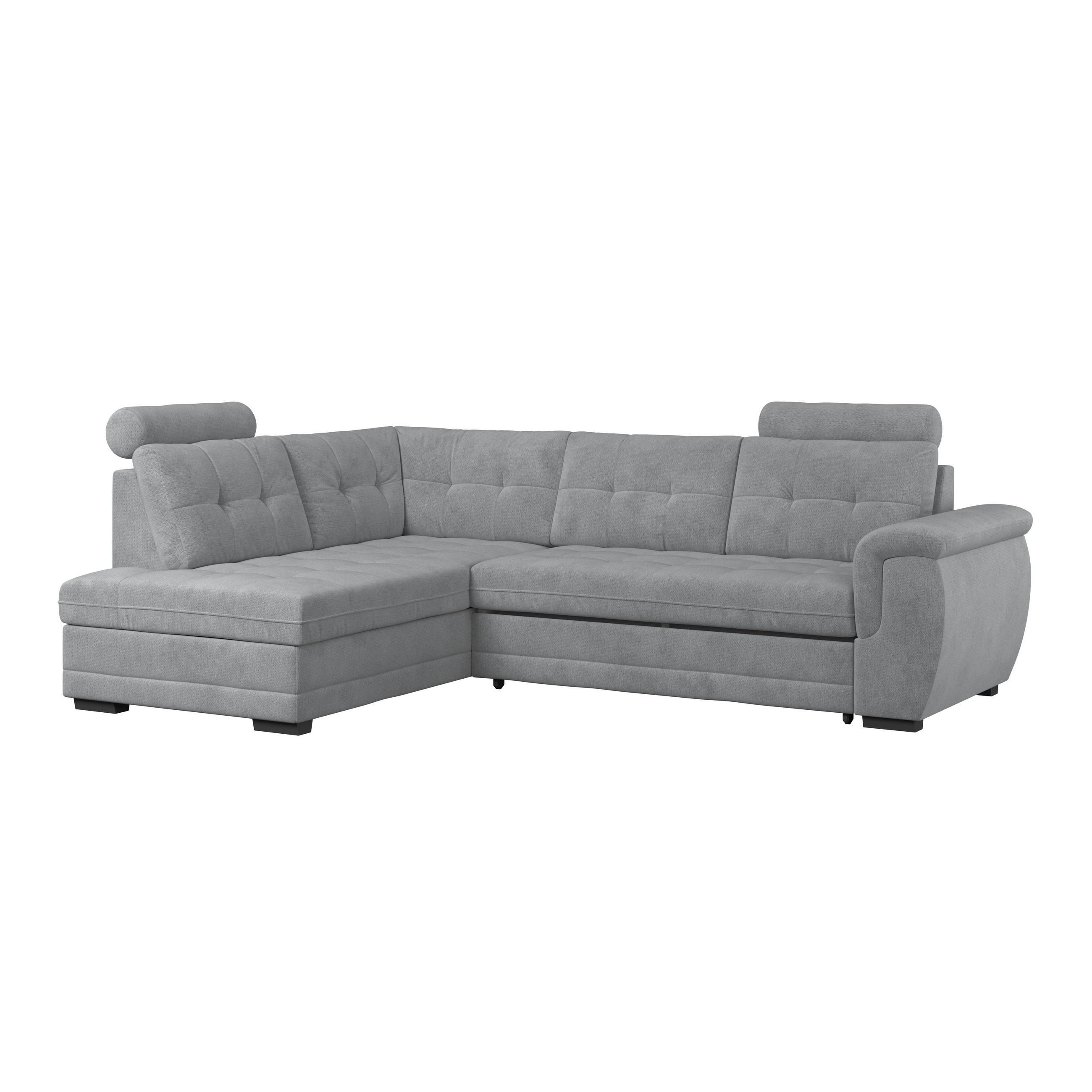 ECKSOFA Mikrofaser, Struktur Grau  - Schwarz/Grau, Konventionell, Kunststoff/Textil (183/251cm) - MID.YOU