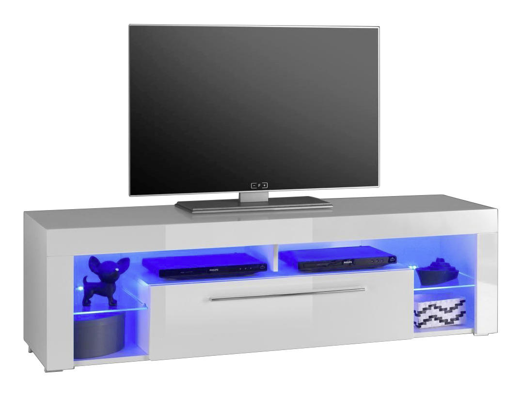 MEDIABÄNK vit, ekfärgad  153/44/44 cm  - vit/aluminiumfärg, Design, metall/trämaterial (153/44/44cm) - Carryhome