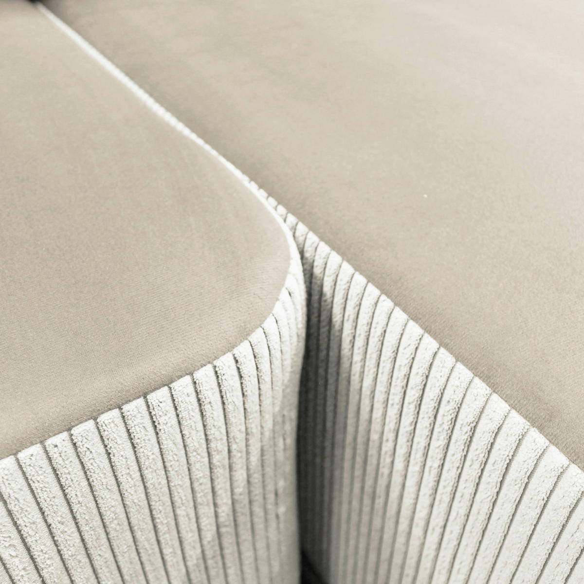 ECKSOFA STELLA in Plüsch Beige  234/166 cm  - Beige/Schwarz, Design, Kunststoff/Textil (234/166cm) - MID.YOU