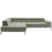 ECKSOFA in Cord Dunkelgrün  - Dunkelgrün/Schwarz, Design, Textil/Metall (216/321cm) - Hom`in