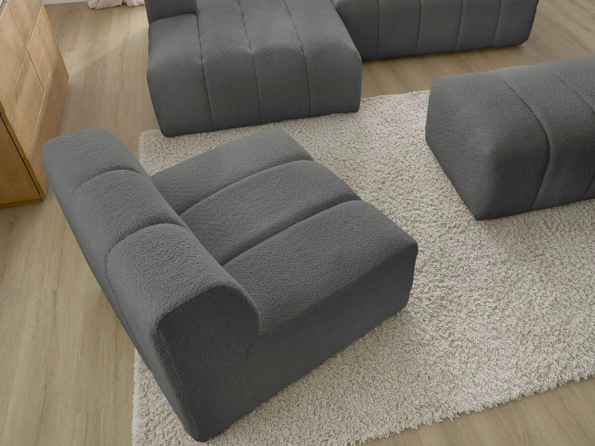 ECKSOFA Ottomane links  ANNECY Dunkelgrau Bouclé  - Dunkelgrau/Schwarz, MODERN, Kunststoff/Textil (170/262cm)