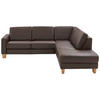 ECKSOFA in Echtleder Dunkelbraun  - Eiche Bianco/Dunkelbraun, Natur, Leder/Holz (257/235cm) - Valdera