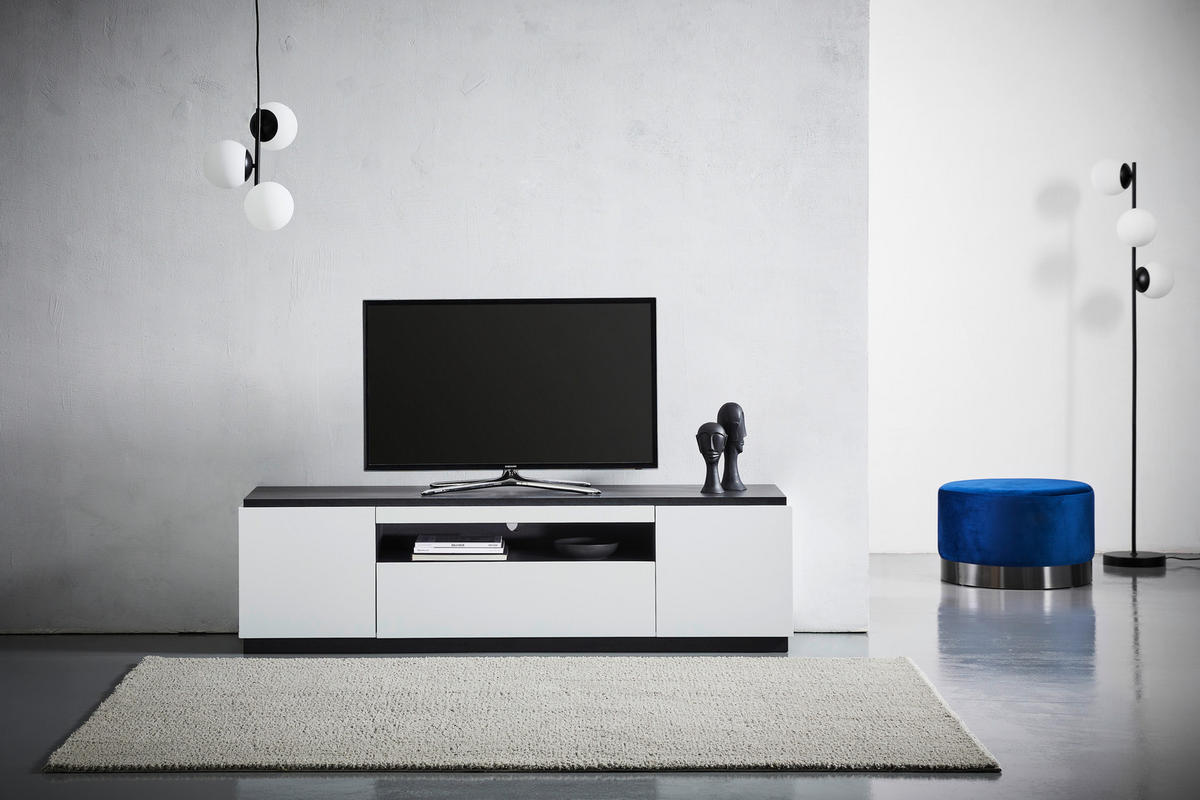 TV-ELEMENT bela, temno siva  - temno siva/bela, Design, leseni material (170/41,5/47cm) - Carryhome