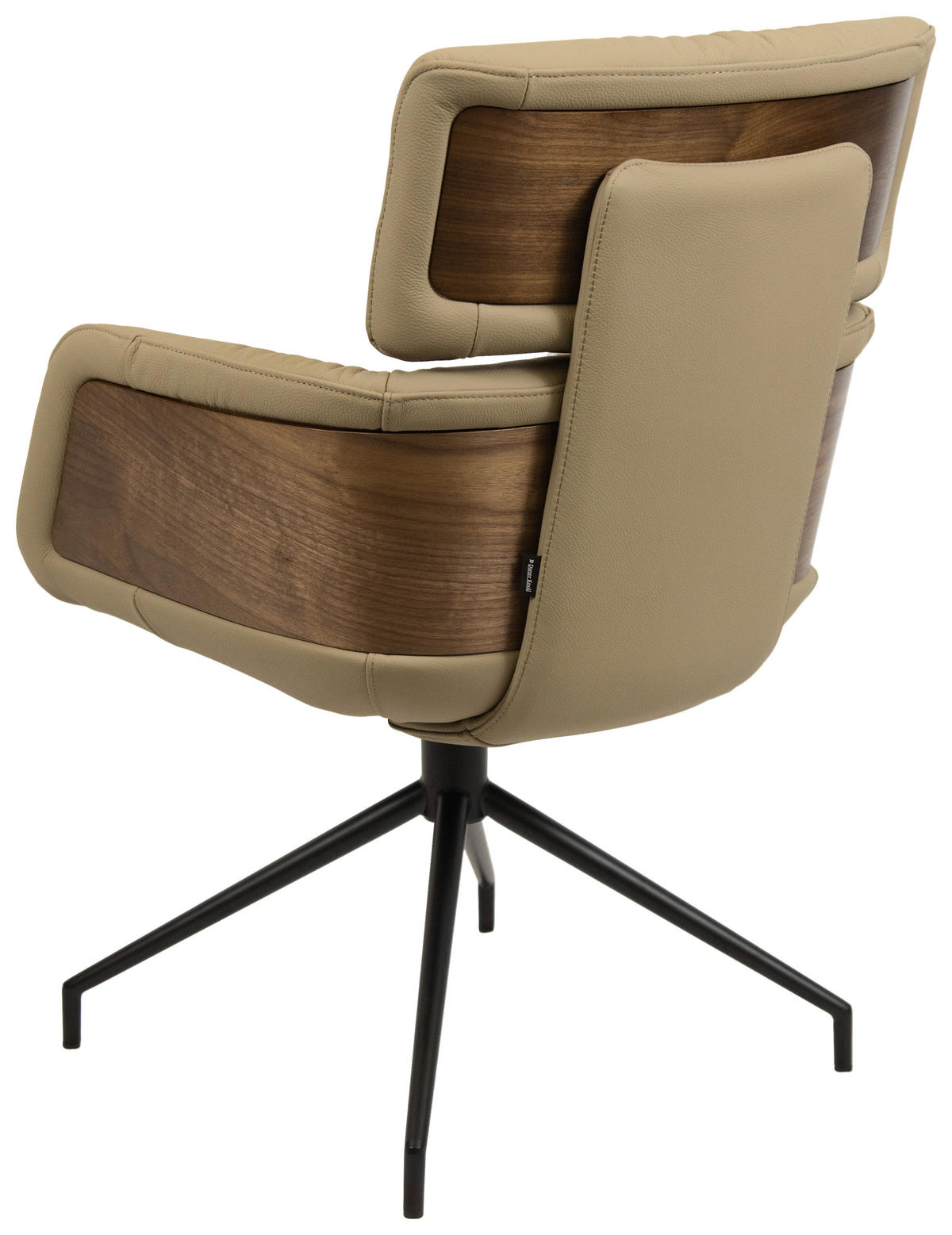 ARMLEHNSTUHL  in Eisen Echtleder pigmentiert  - Taupe/Walnussfarben, Design, Leder/Holz (62/92/66cm) - Dieter Knoll