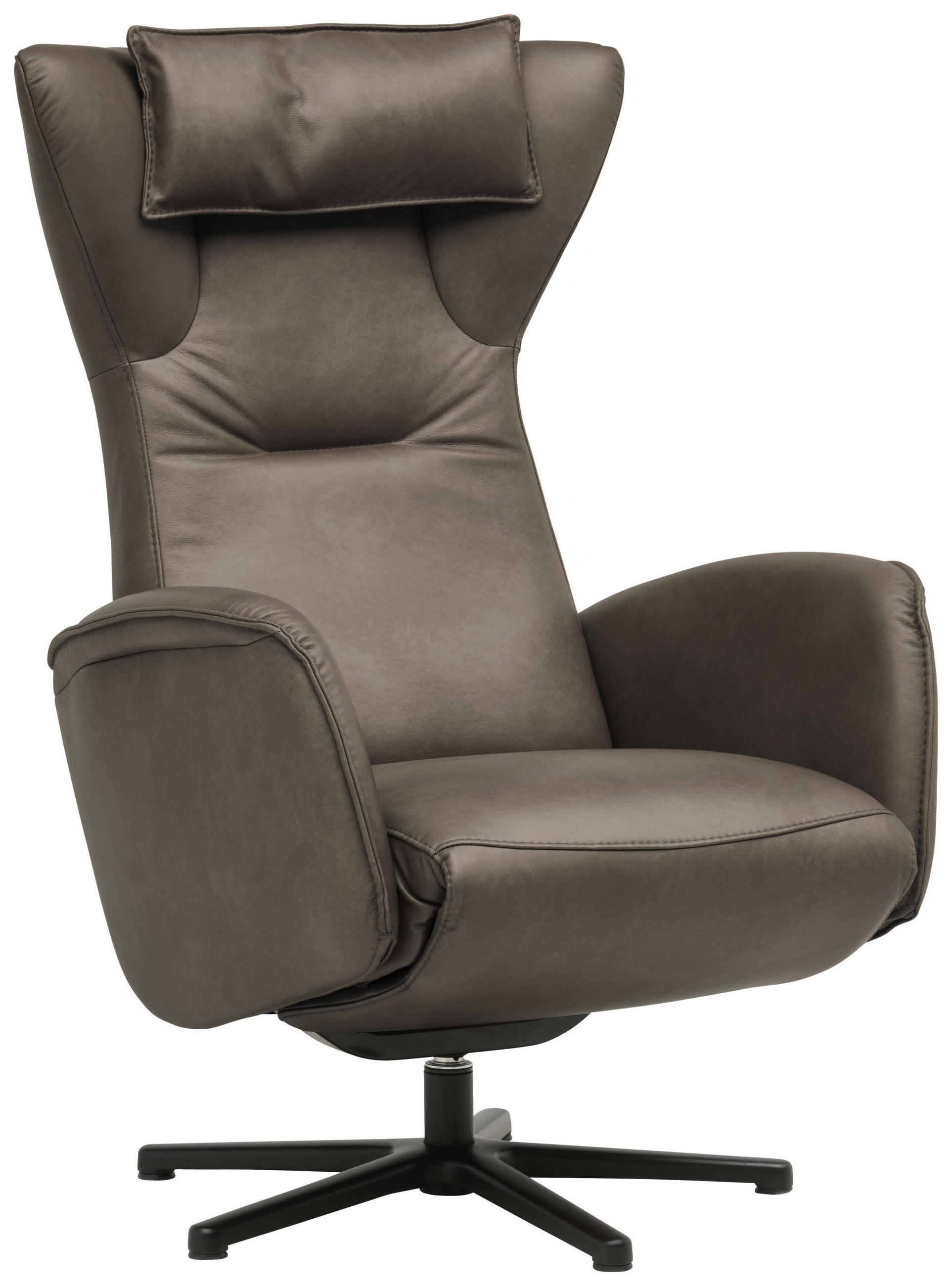 RELAXSESSEL Leder Graubraun  - Graubraun/Schwarz, Design, Leder/Metall (75/106/86cm) - Valdera