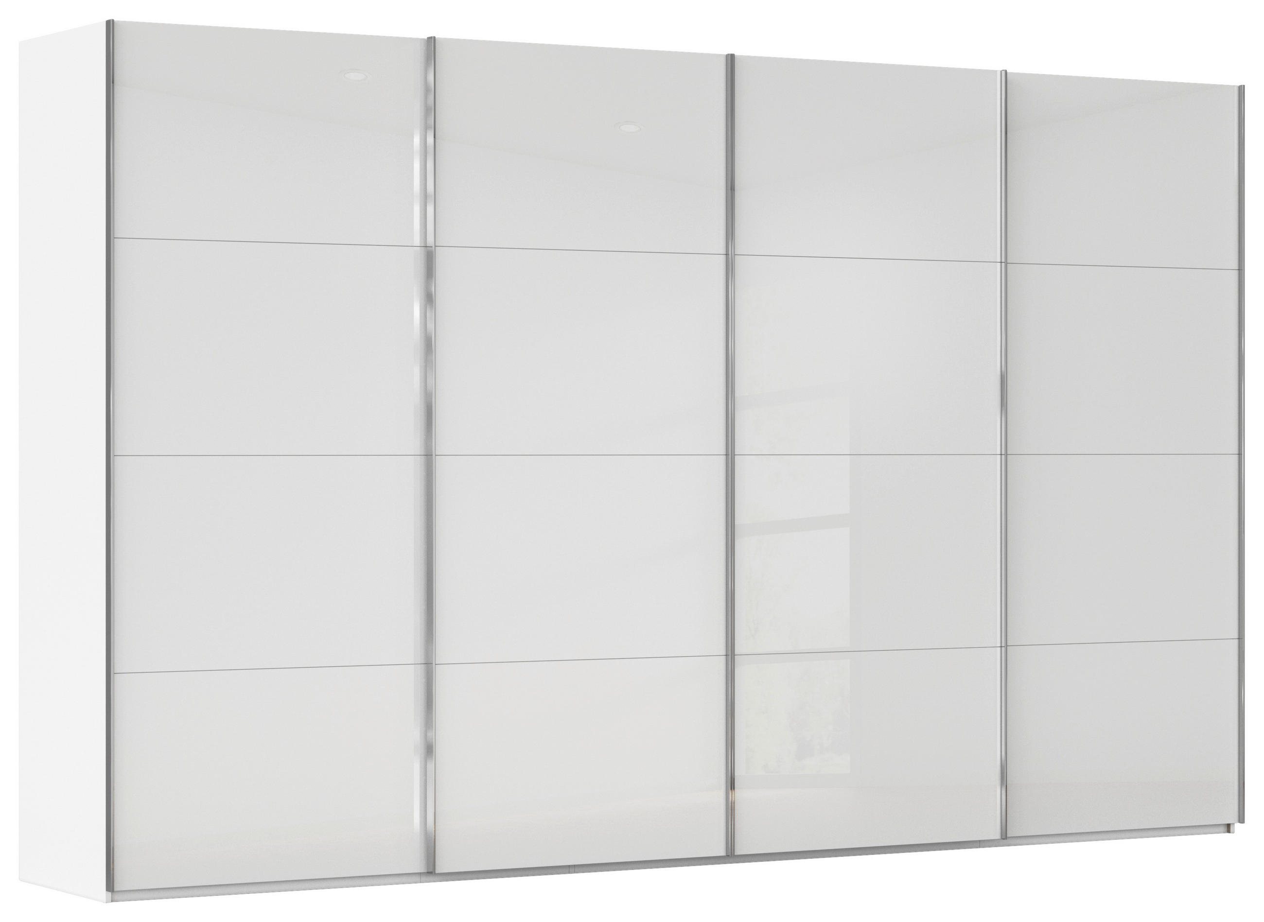 SCHWEBETÜRENSCHRANK 361/223/68 cm 4-türig Weiß  - Chromfarben/Weiß, Design, Glas/Holzwerkstoff (361/223/68cm) - Novel