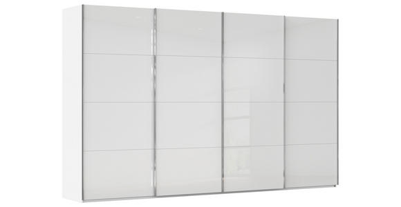 SCHWEBETÜRENSCHRANK  in Weiß  - Chromfarben/Weiß, Design, Glas/Holzwerkstoff (361/223/68cm) - Novel