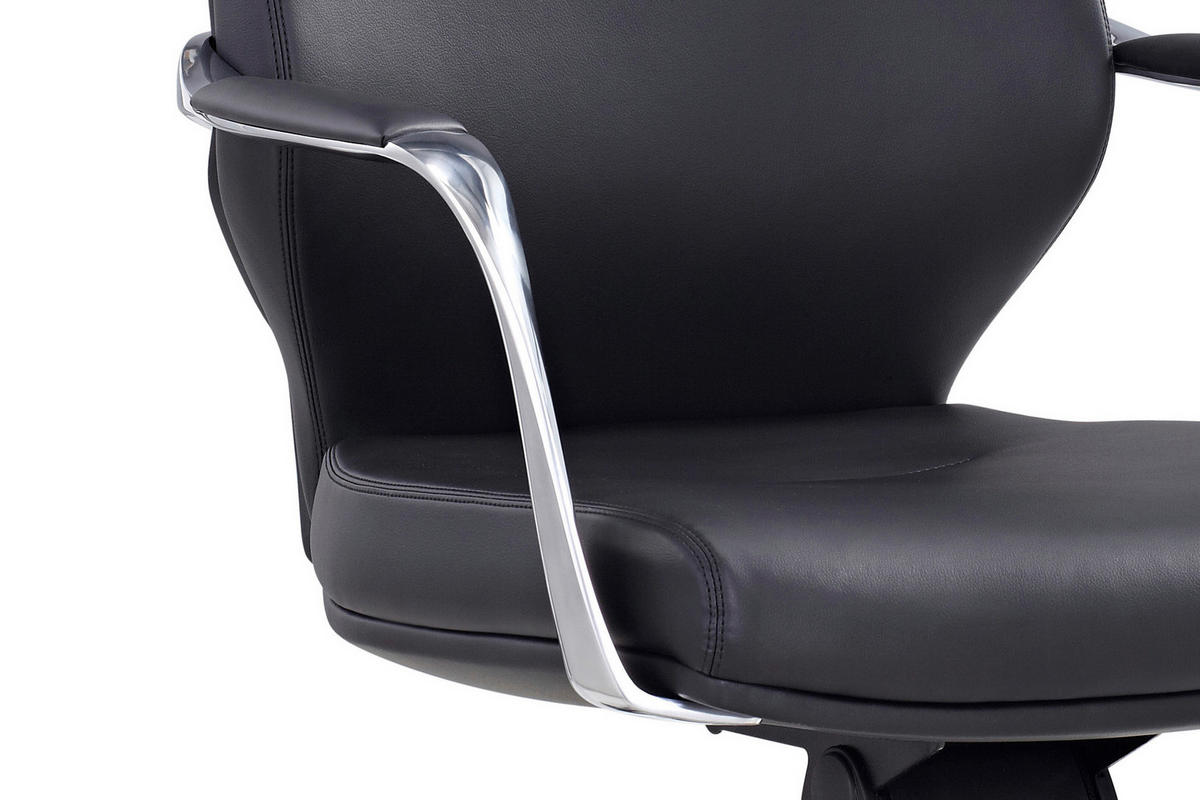 DREHSTUHL Lederlook Schwarz, Silberfarben  - Silberfarben/Schwarz, MODERN, Kunststoff/Textil (63/120,5/66cm) - Livetastic