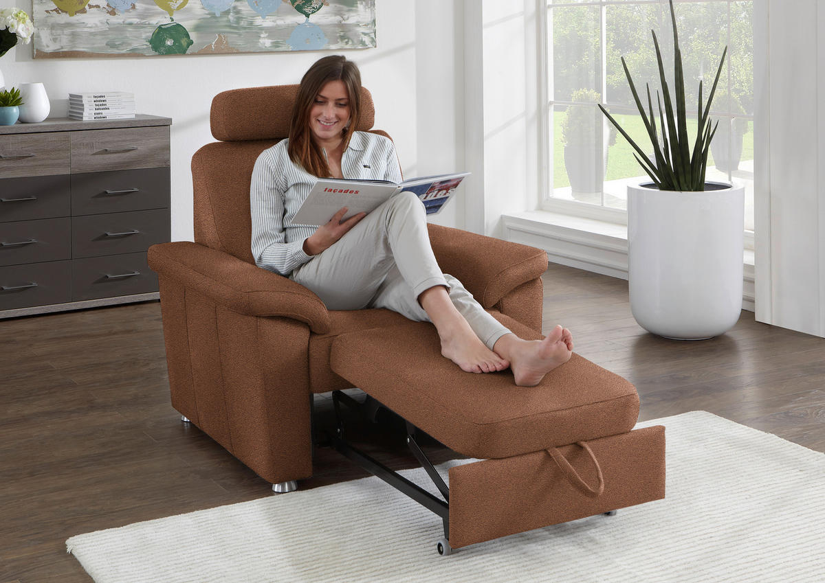 FERNSEHSESSEL in Webstoff Braun  - Silberfarben/Braun, Konventionell, Textil/Metall (102/91/91-159cm) - Beldomo System