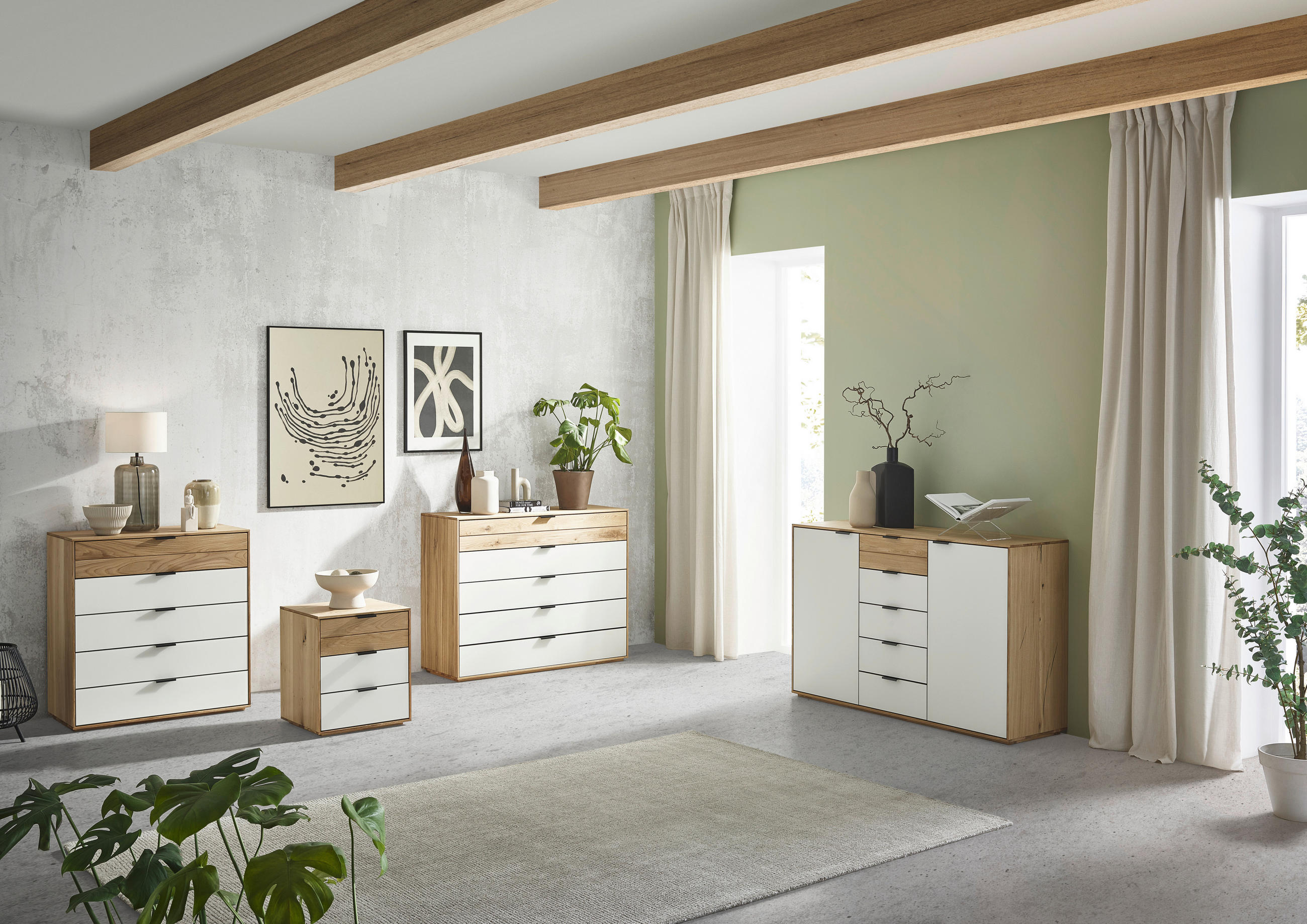 NACHTSCHRANK 50/58,4/44 cm Eiche massiv  - Kaschmir/Eichefarben, Natur, Glas/Holz (50/58,4/44cm) - Valnatura