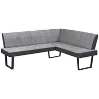 ECKBANK Mikrofaser, Leinenoptik Schwarz, Hellgrau   - Hellgrau/Schwarz, KONVENTIONELL, Textil/Metall (160-200/86/70cm) - MID.YOU