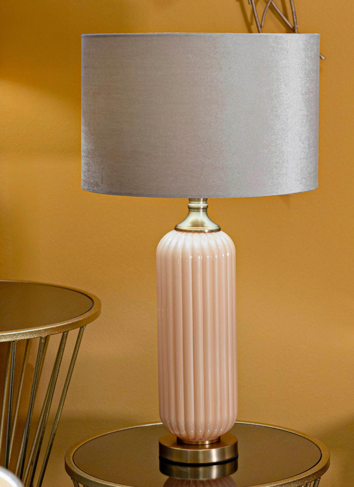 TISCHLEUCHTE   - Perlmutt/Goldfarben, Basics, Glas/Textil (35.5/64/35.5cm)