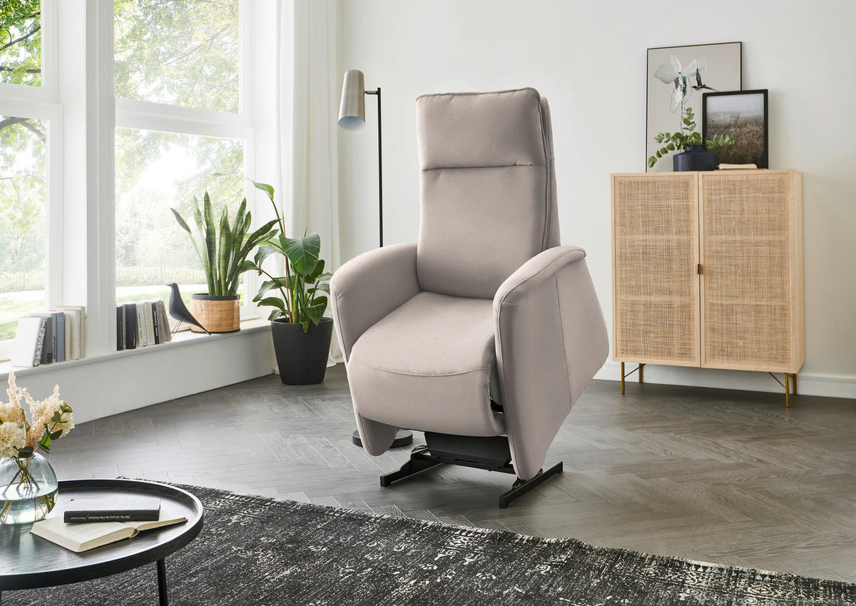 FERNSEHSESSEL in Chenille Beige  - Beige, Konventionell, Textil (79/114/87-176cm) - Valdera