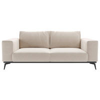 2-SITZER-SOFA in beflockt Creme  - Creme/Schwarz, Design, Holz/Textil (250/87/95cm) - MID.YOU