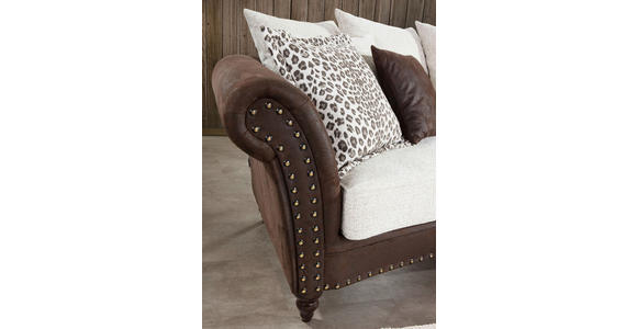 MEGASOFA  in Lederlook, Mikrofaser Braun, Beige  - Beige/Dunkelbraun, ROMANTIK / LANDHAUS, Holz/Textil (273cm) - Landscape