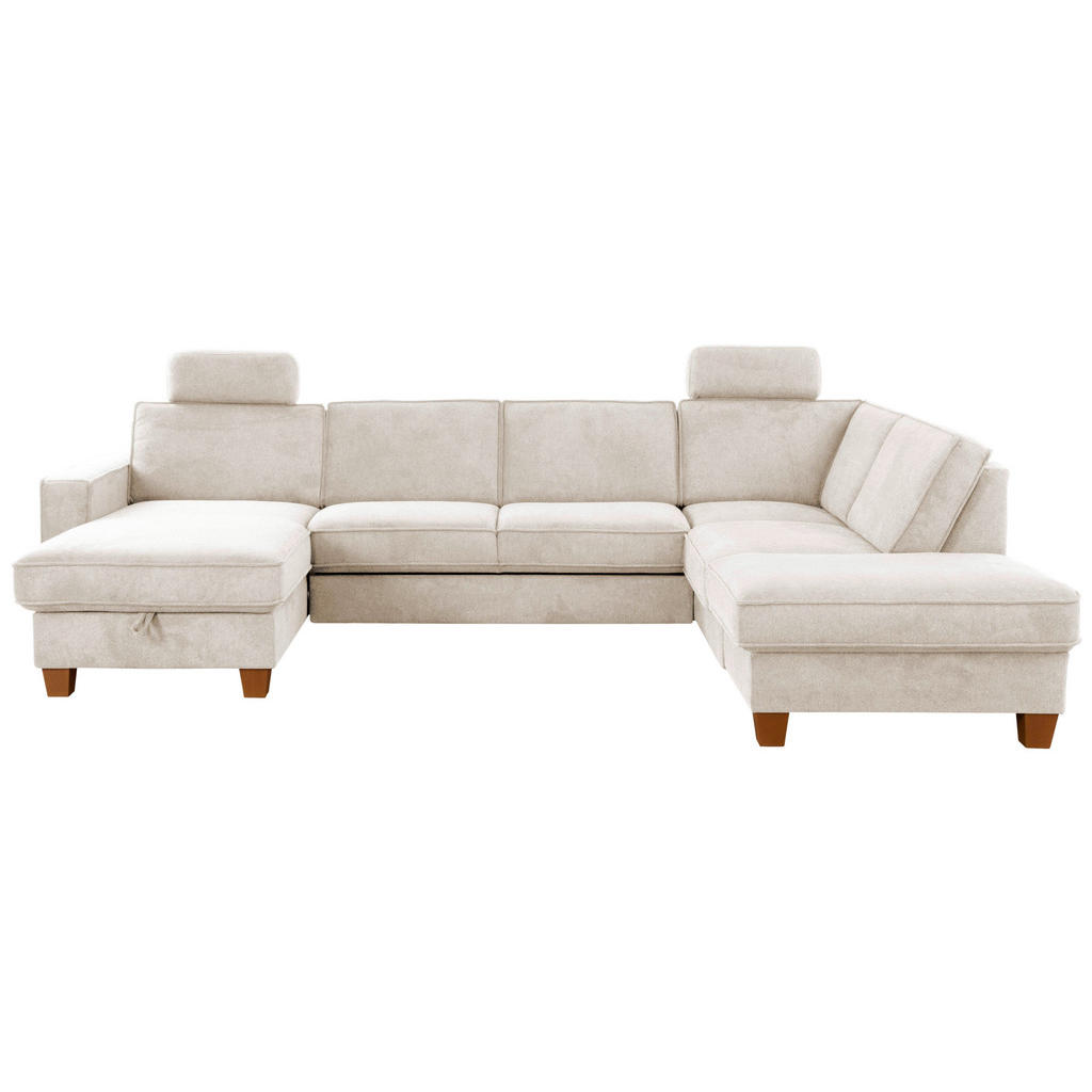 Thumbnail - Sit & More Wohnlandschaft, Creme, Textil, Buche, massiv, 7-Sitzer, Ottomane rechts, U-Form, 309x213 cm, Goldenes M, Oeko...