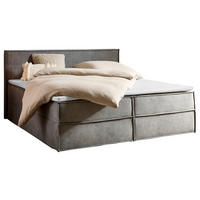 BOXBETT 180/200 cm,  in Hellgrau, Bettkasten, Topper, H3 + H3 = fest  - Hellgrau/Schwarz, Design, Kunststoff/Textil (180/200cm) - Chameo