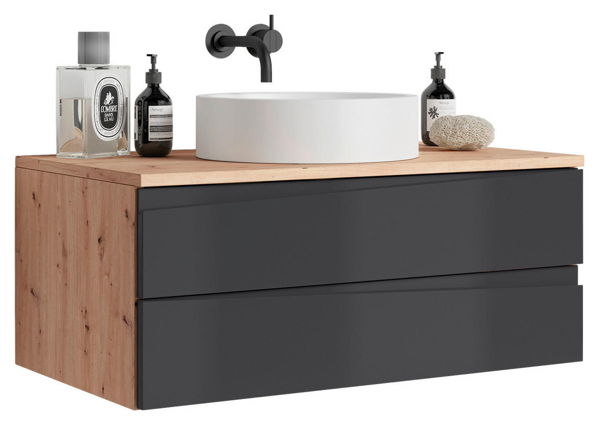 WASCHBECKENUNTERSCHRANK 80/33/47 cm  - Anthrazit/Eiche Artisan, LIFESTYLE, Holzwerkstoff (80/33/47cm) - MID.YOU