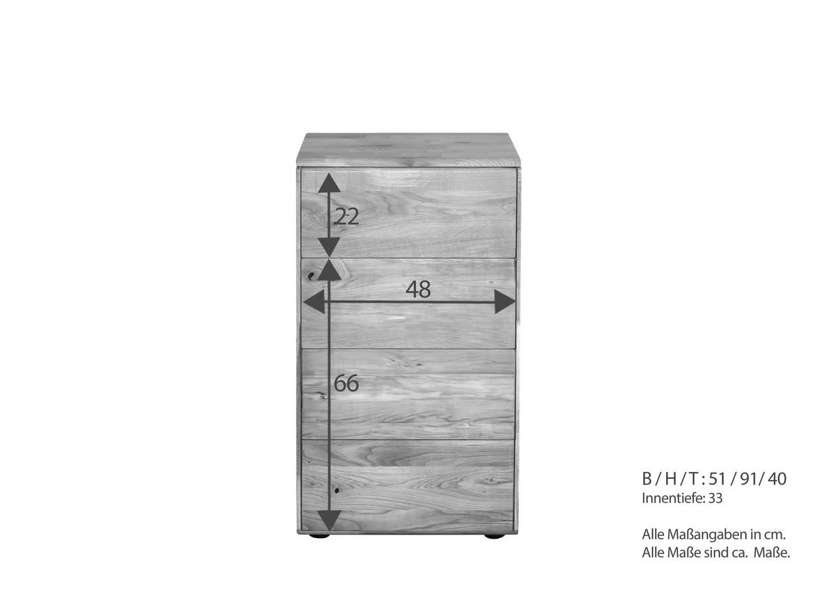 KOMMODE , 51/91/40 cm, 4 Schublade(n)  - Wildeiche, Design, Holz (51/91/40cm) - Livetastic