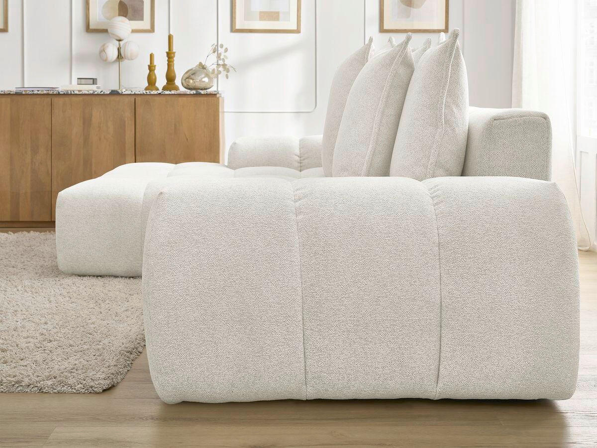 ECKSCHLAFSOFA EVEREST  mit Rücken echt, Armteil links, Armteil rechts Flachgewebe Weiß  - Schwarz/Weiß, MODERN, Kunststoff/Textil (180/318cm) - Livetastic