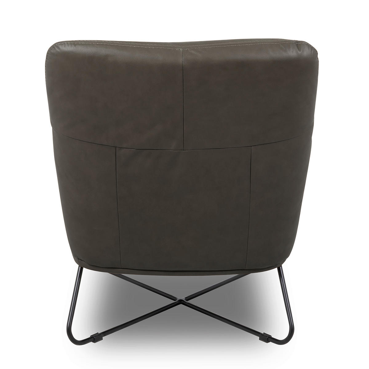 SESSELSET Echtleder Anthrazit  - Anthrazit/Kirschrot, Design, Leder/Metall (67/87/74cm) - Livetastic