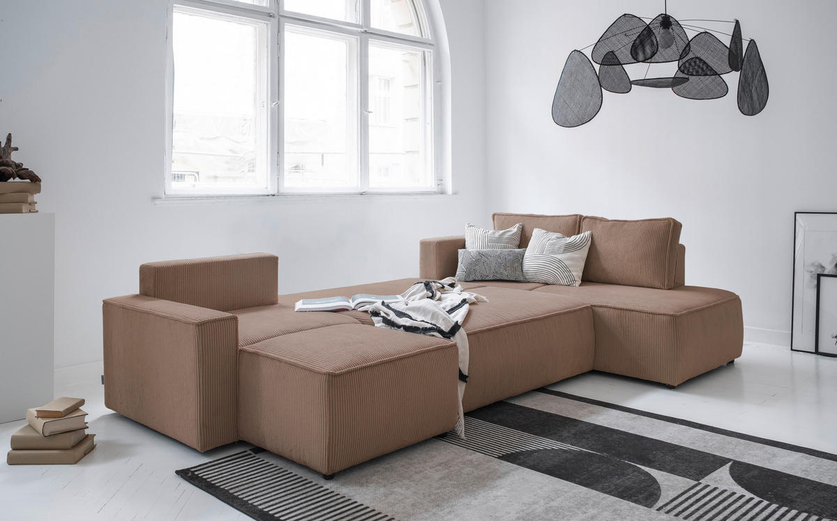 SJEDEĆA GARNITURA tekstil  taupe   - crna/taupe, Design, tekstil/plastika (156/322/194cm) - MID.YOU