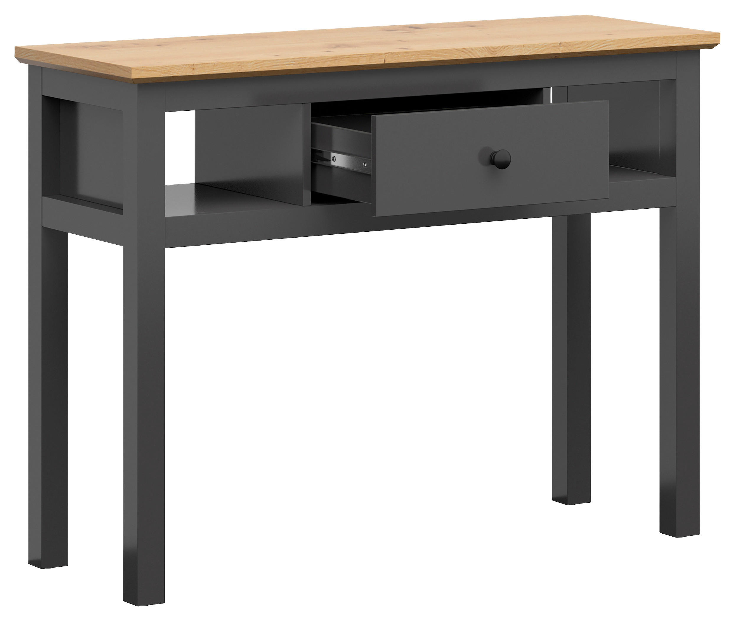KONSOLENTISCH Graphitfarben, Eiche Artisan  - Graphitfarben/Eiche Artisan, Design, Holzwerkstoff (114/41/86cm)