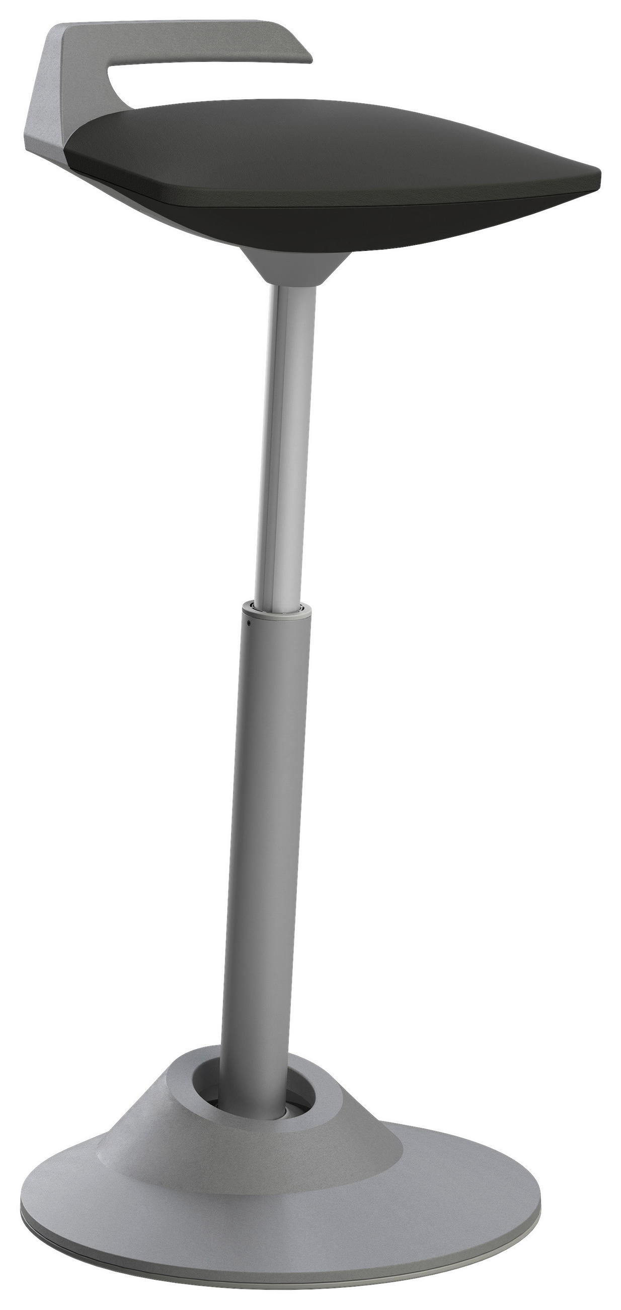 BÜROHOCKER 38/60-93/38 cm  - Schwarz/Grau, Basics, Textil/Metall (38/60-93/38cm) - Aeris
