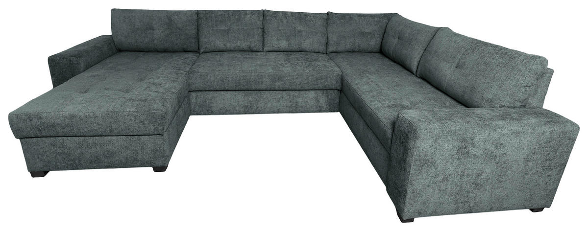 WOHNLANDSCHAFT VALERI Dunkelgrau Chenille  - Dunkelgrau/Schwarz, Design, Kunststoff/Textil (157/305/208cm) - P & B