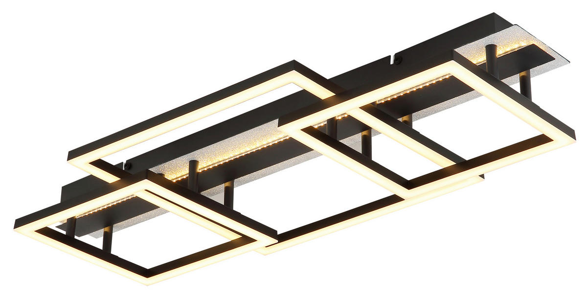 LED-DECKENLEUCHTE Estrada 70/33/9 cm  - Silberfarben/Opal, Design, Kunststoff/Metall (70/33/9cm) - Globo
