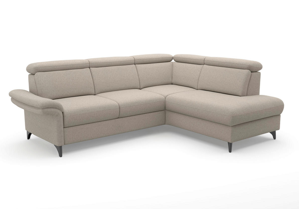 ECKSOFA Flachgewebe Taupe  - Taupe/Schwarz, Konventionell, Textil/Metall (247/193cm) - Sit & More