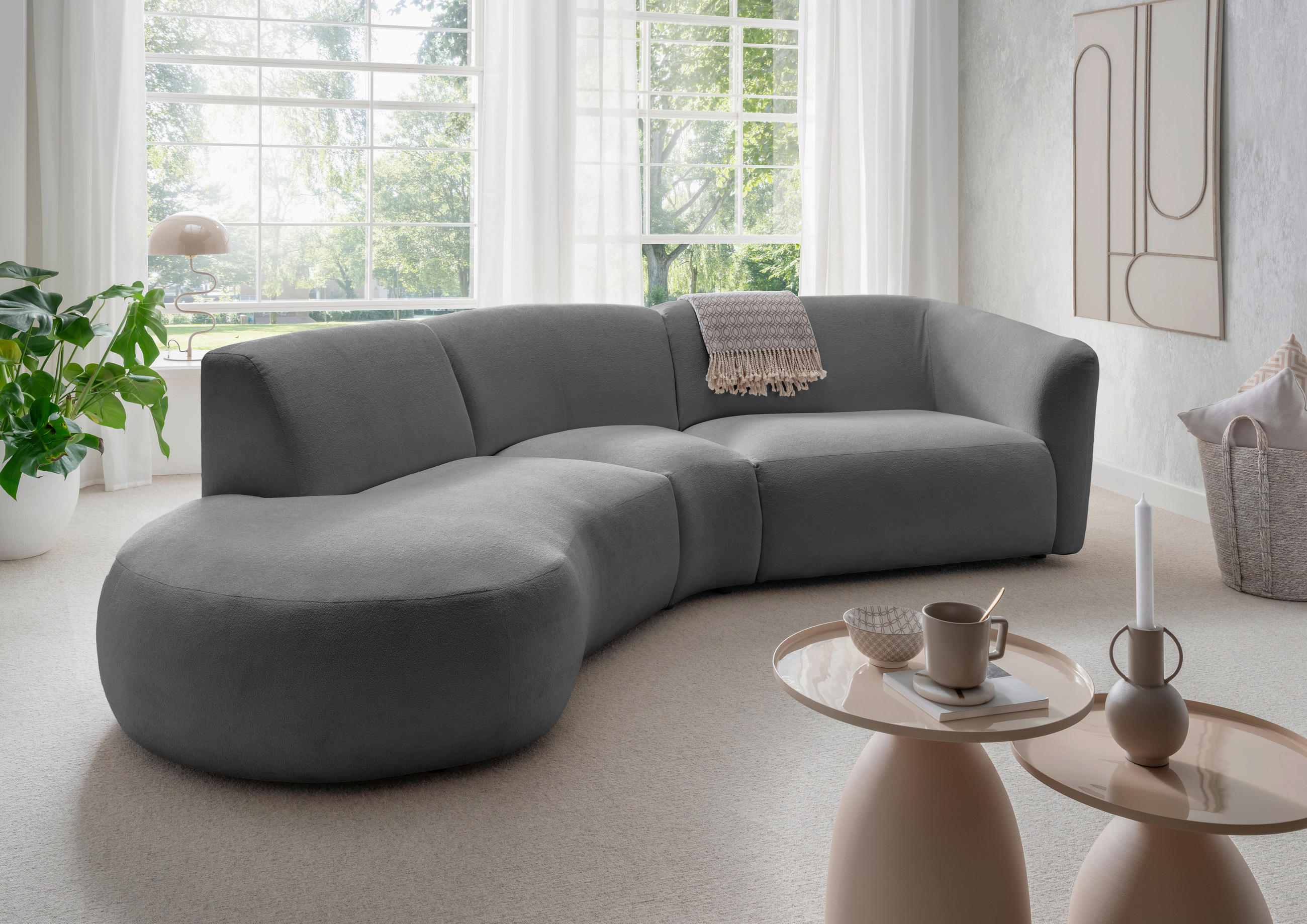 ECKSOFA Anthrazit Mikrofaser  - Anthrazit/Schwarz, MODERN, Kunststoff/Textil (182/276cm) - Livetastic