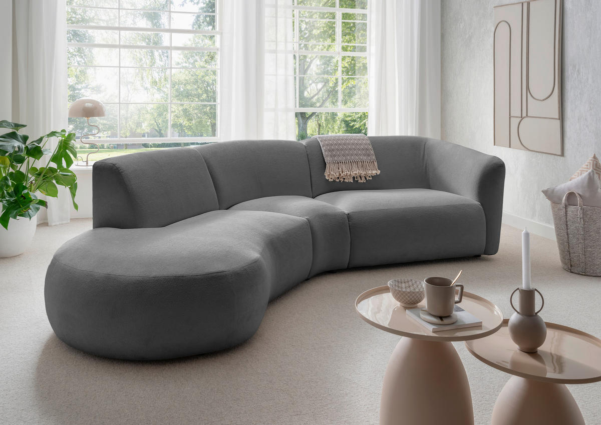 ECKSOFA in Mikrofaser Anthrazit  - Anthrazit/Schwarz, Modern, Kunststoff/Textil (182/276cm) - Livetastic
