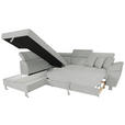 ECKSOFA inkl. Funktionen Grau Cord  - Silberfarben/Grau, Design, Textil/Metall (226/257cm) - Xora