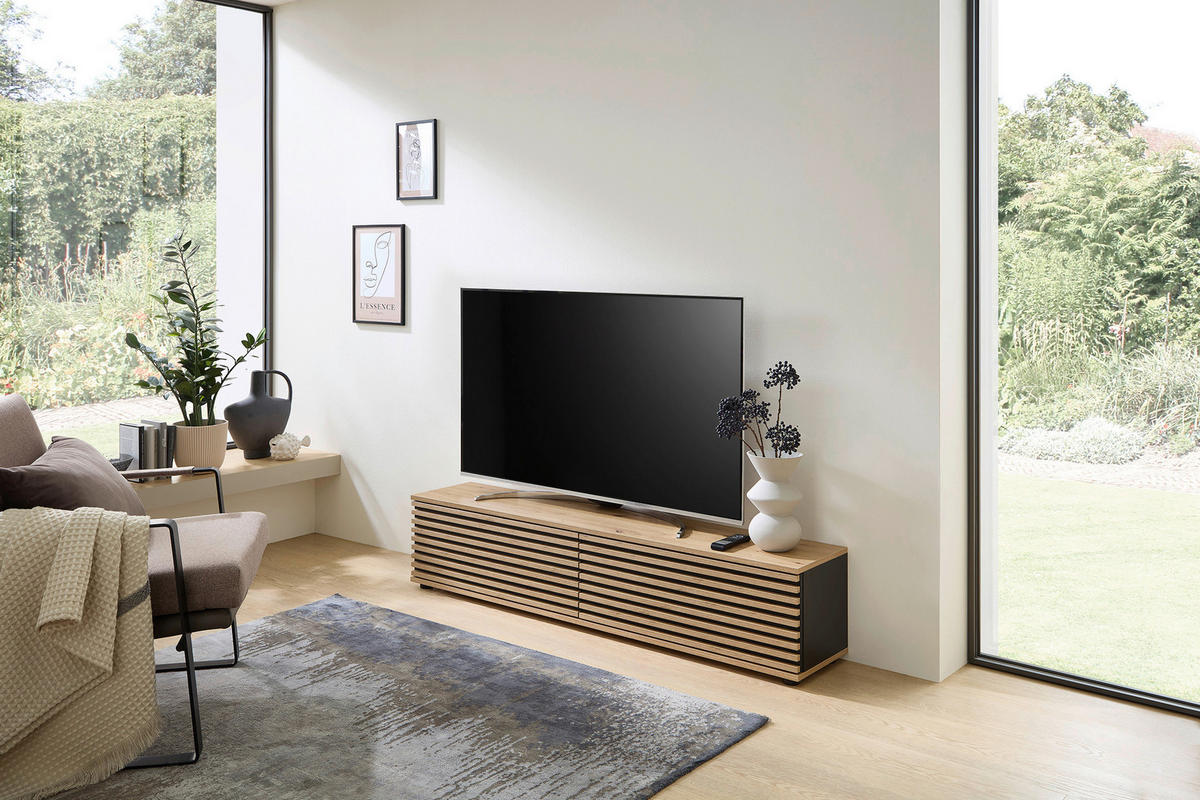 LOWBOARD  in 180/30/30 cm  - Schwarz/Eiche Artisan, Design, Holzwerkstoff/Kunststoff (180/30/30cm) - Boxxx