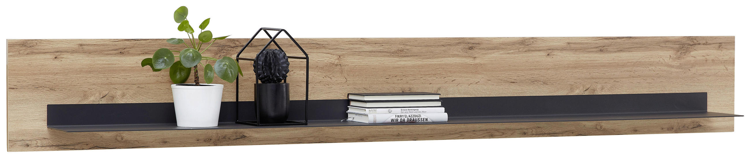 WANDBOARD Grau, Eichefarben  - Eichefarben/Grau, Design, Holzwerkstoff/Metall (200/27/22cm) - Hom`in