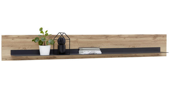 WANDBOARD Grau, Eichefarben  - Eichefarben/Grau, Design, Holzwerkstoff/Metall (200/27/22cm) - Hom`in