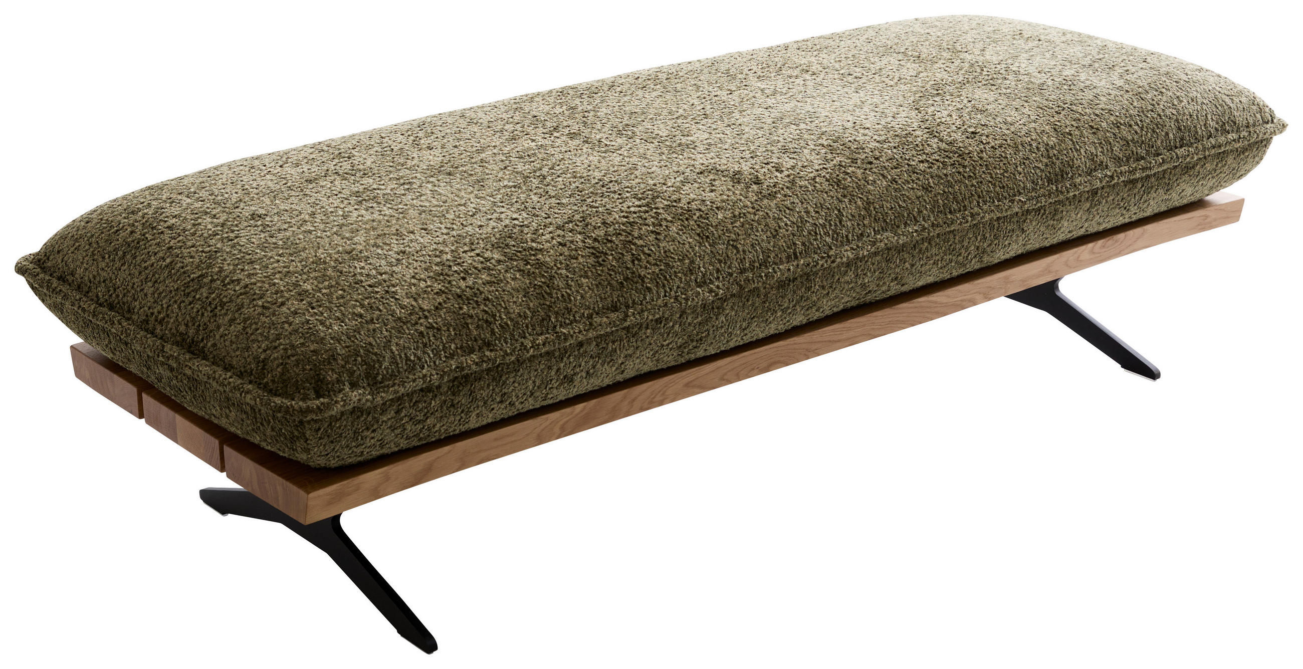 HOCKER Chenille, Flachgewebe Wildeiche Wildeiche, Graugrün  - Wildeiche/Schwarz, Design, Holz/Textil (154/44/64cm) - Koinor