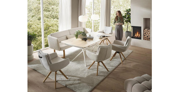 ESSTISCH      - Eiche Bianco/Creme, Design, Holz/Metall (200/100/76cm) - Valnatura