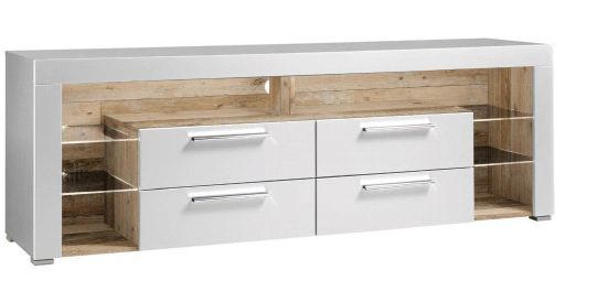 TV-ELEMENT - Eichefarben/Alufarben, Design, Glas/Holzwerkstoff (179/66/44cm) - Carryhome