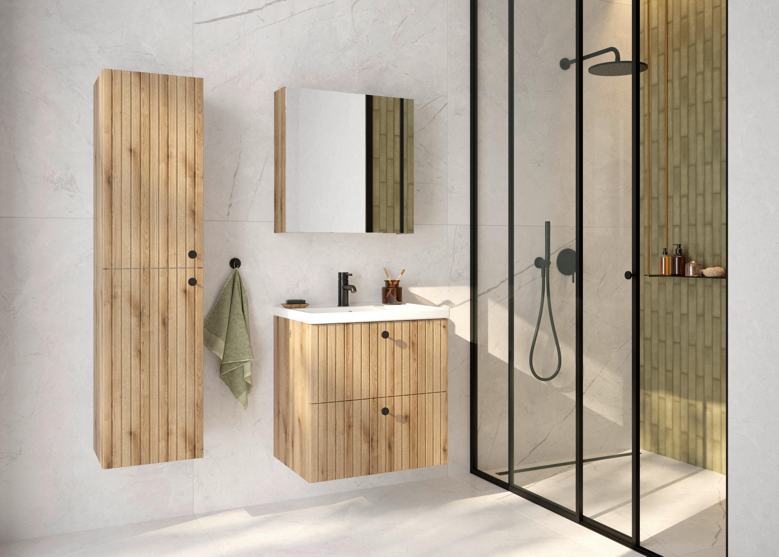 SPIEGELSCHRANK 60/60/15 cm  - Eichefarben, MODERN, Glas/Holzwerkstoff (60/60/15cm) - MID.YOU