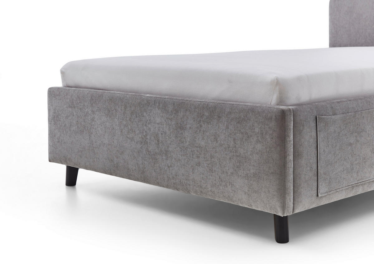 POLSTERBETT 140/200 cm,  in Grau, Schwarz, Betttasche,  - Schwarz/Grau, KONVENTIONELL, Holz/Textil (140/200cm) - Boxxx