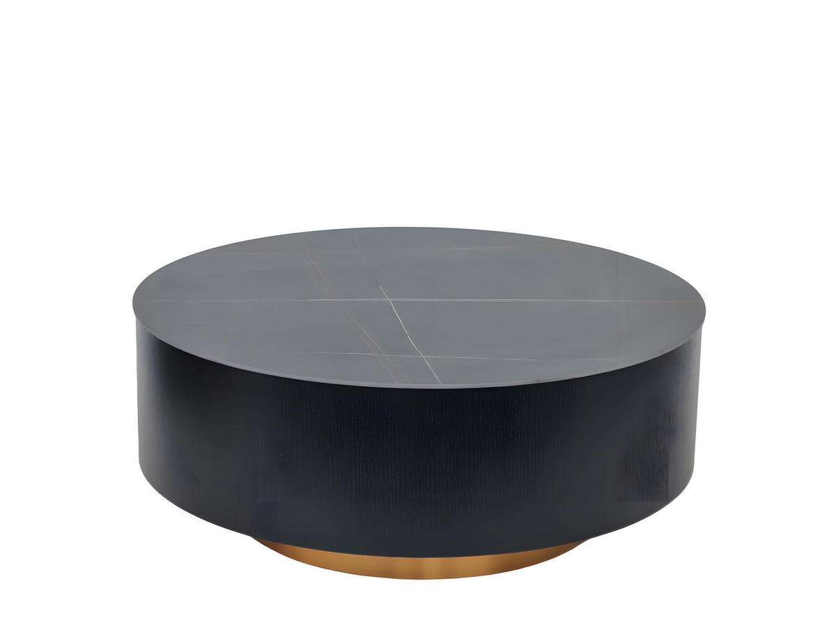 COUCHTISCH in Metall, Stein, Holzwerkstoff 90/90/36 cm  - Goldfarben/Schwarz, Design, Holzwerkstoff/Stein (90/90/36cm) - Modante