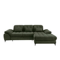 ECKSCHLAFSOFA  mit seitenverkehrt erhältlich, Rücken echt, Armteil links, Armteil rechts Cord Dunkelgrün  - Dunkelgrün/Schwarz, MODERN, Textil/Metall (273/189cm) - Livetastic