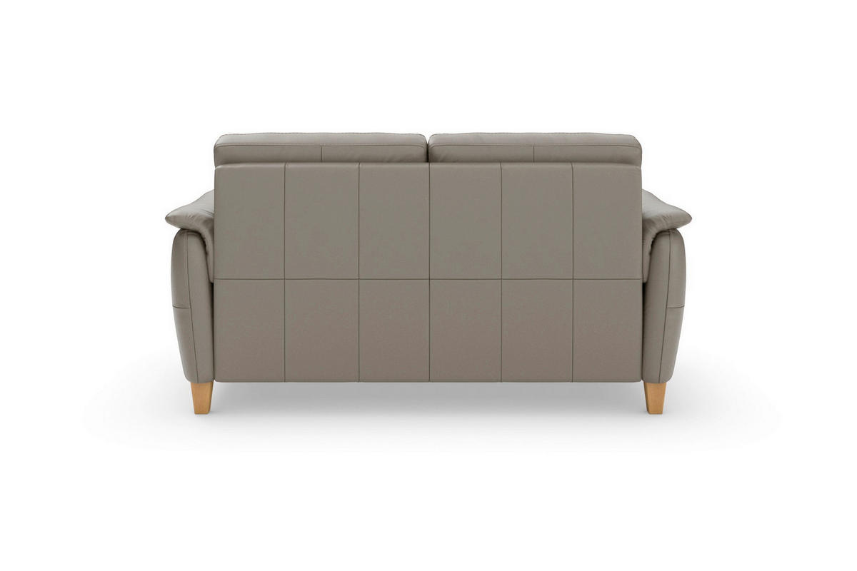 3-SITZER-SOFA PALMERA E Echtleder Grau  - Eichefarben/Grau, Basics, Leder/Holz (179/89/89cm) - Sit & More