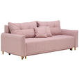 SCHLAFSOFA  mit Rücken echt Webstoff Rosa  - Eichefarben/Rosa, Design, Holz/Textil (227/98/113cm) - Carryhome