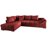 ECKSCHLAFSOFA Rot Mikrofaser  - Silberfarben/Rot, Design, Holz/Textil (202/298cm) - MID.YOU