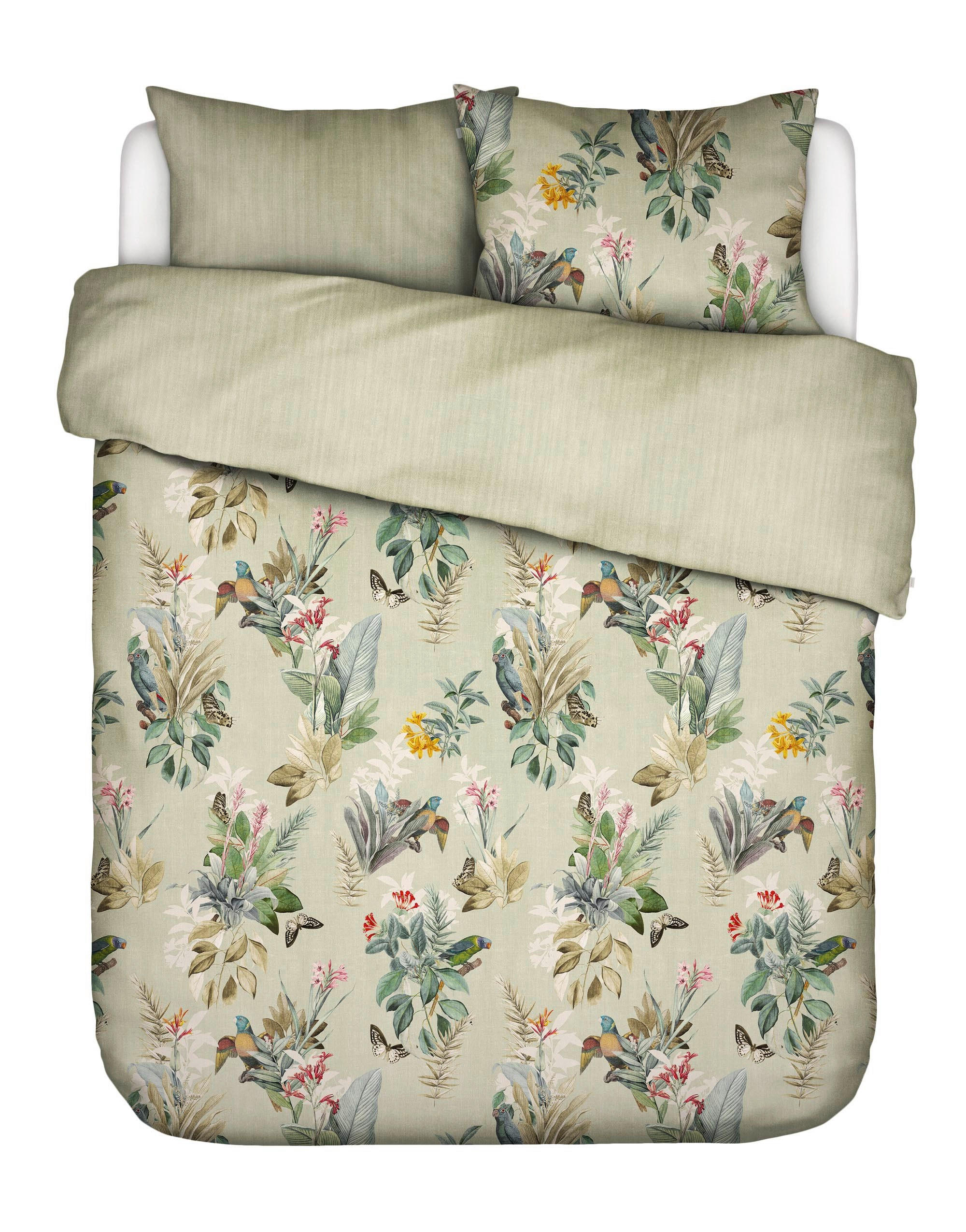 WENDEBETTWÄSCHE SS22 Satin  - Hellgrün/Grün, KONVENTIONELL (200/200cm) - Essenza