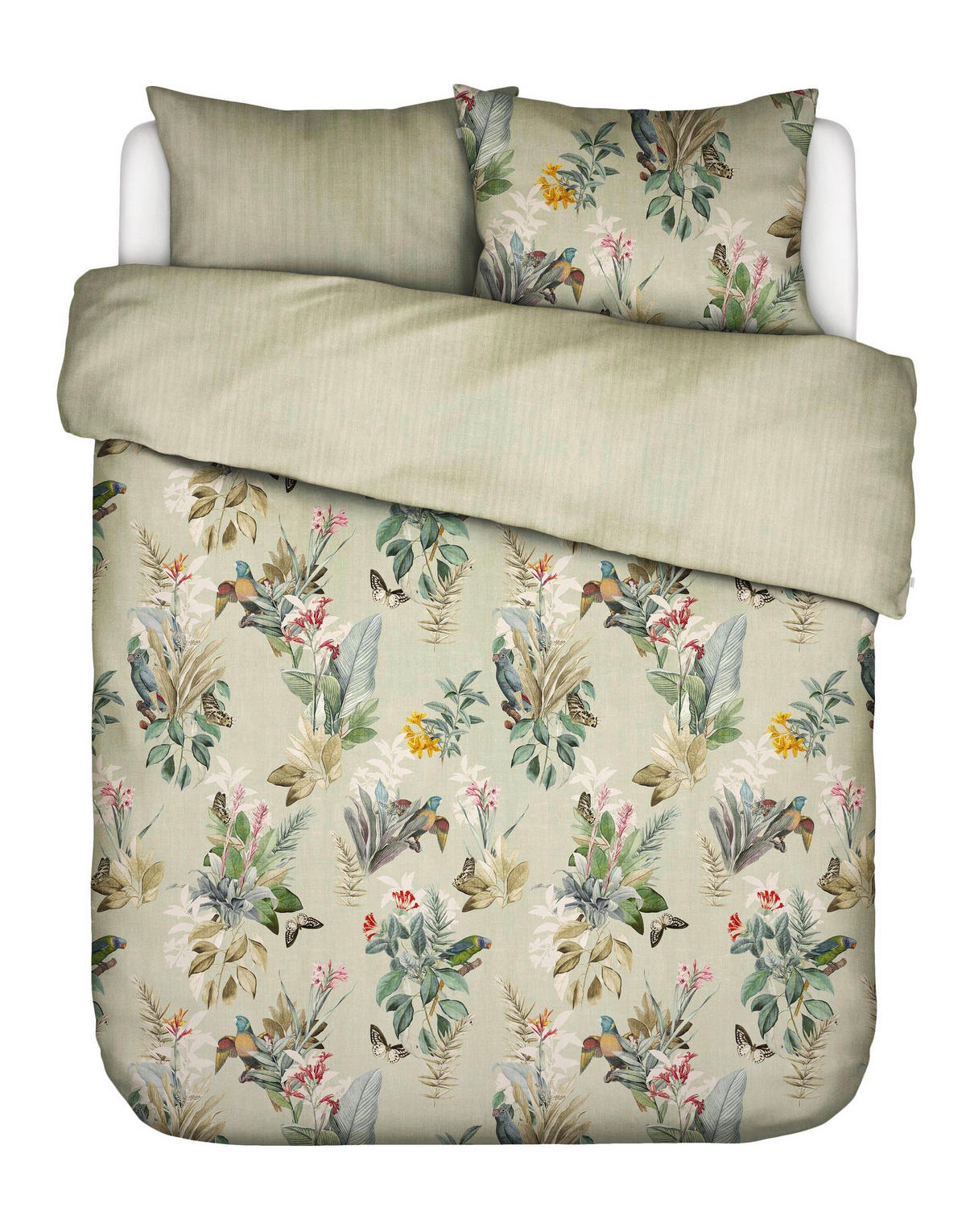 WENDEBETTWÄSCHE SS22 Satin  - Hellgrün/Grün, KONVENTIONELL (200/200cm) - Essenza