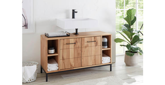 WASCHBECKENUNTERSCHRANK 105/60/40 cm  - Wildeiche/Schwarz, Basics, Holz/Metall (105/60/40cm) - Linea Natura